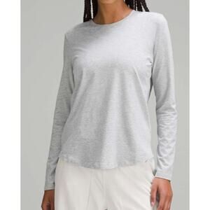 Lululemon Love Long-Sleeve Shirt Heathered Core Light Grey Pima Cotton Womens 4